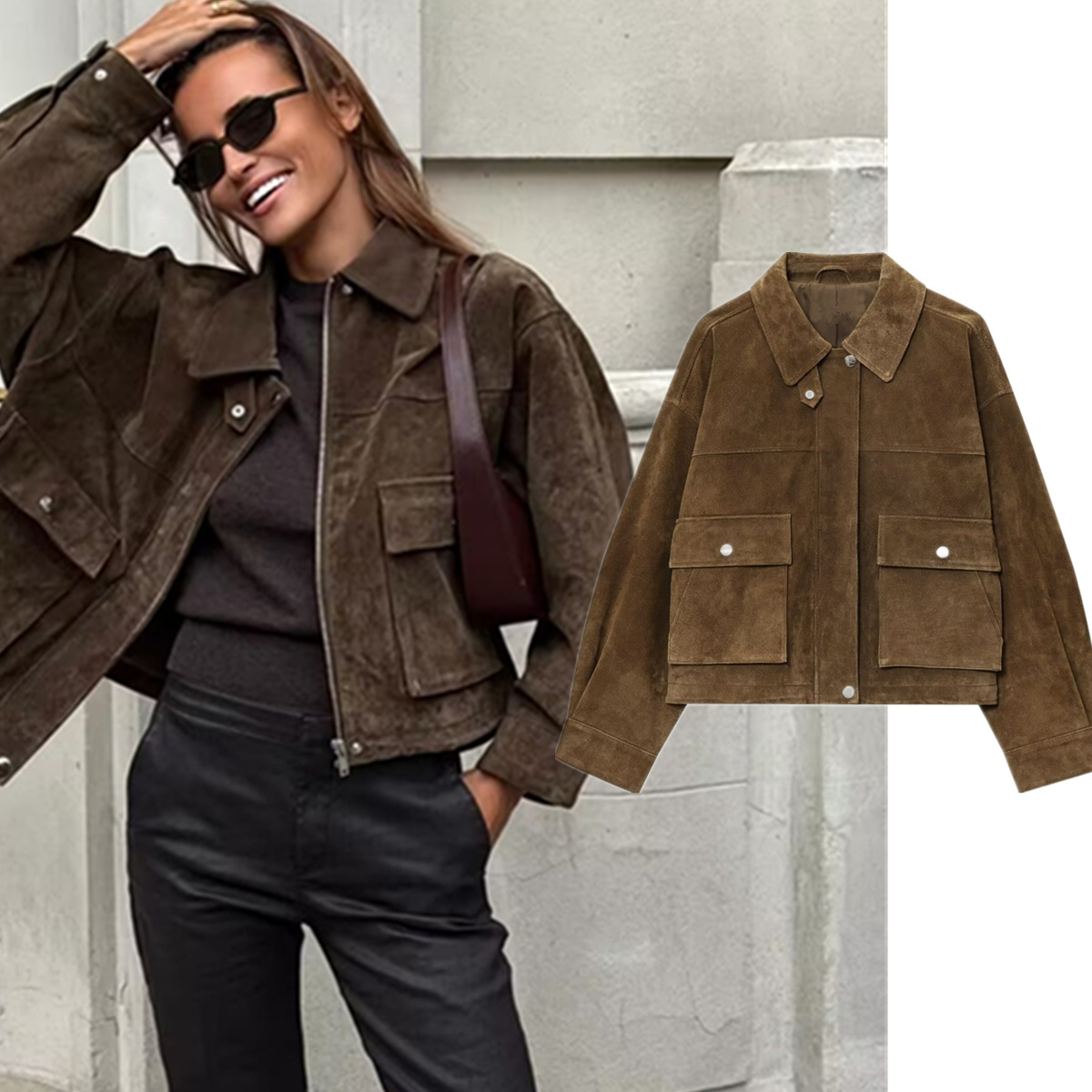 Women'S Fashion Bomber Jacket - Maxdutti Cappotto invernale Minimalista retrò Allentato