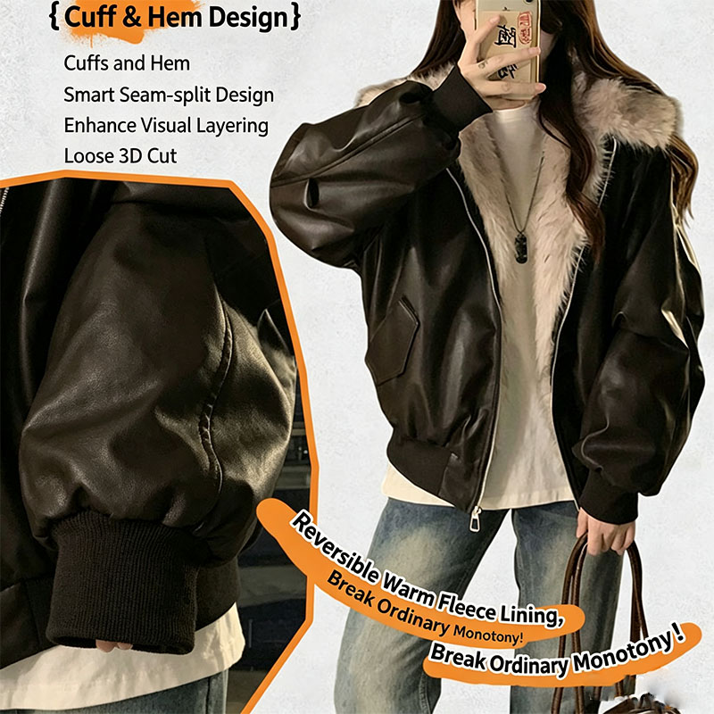 Women'S Fashion Bomber Jacket - Giacca Invernale Spessa e Calda in