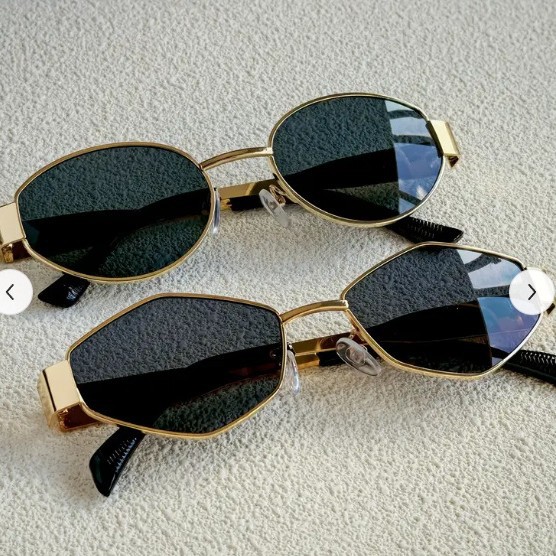 Women'S Fashion Eyewear - Occhiali da Sole Rotondi in Metallo