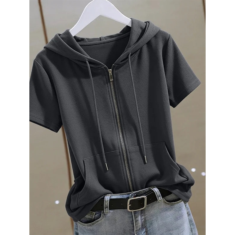 Women'S Fashion Zip Hoodie - Felpa con cappuccio estiva da donna