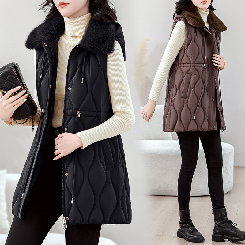Puffer Vest Fashion Women - Gilet Lungo da Donna Imbottito per