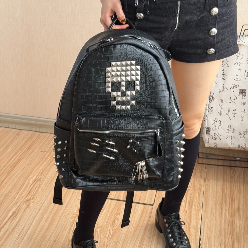 Trend Women Fashion - Zaino Originale con Motivo Coccodrillo Nero