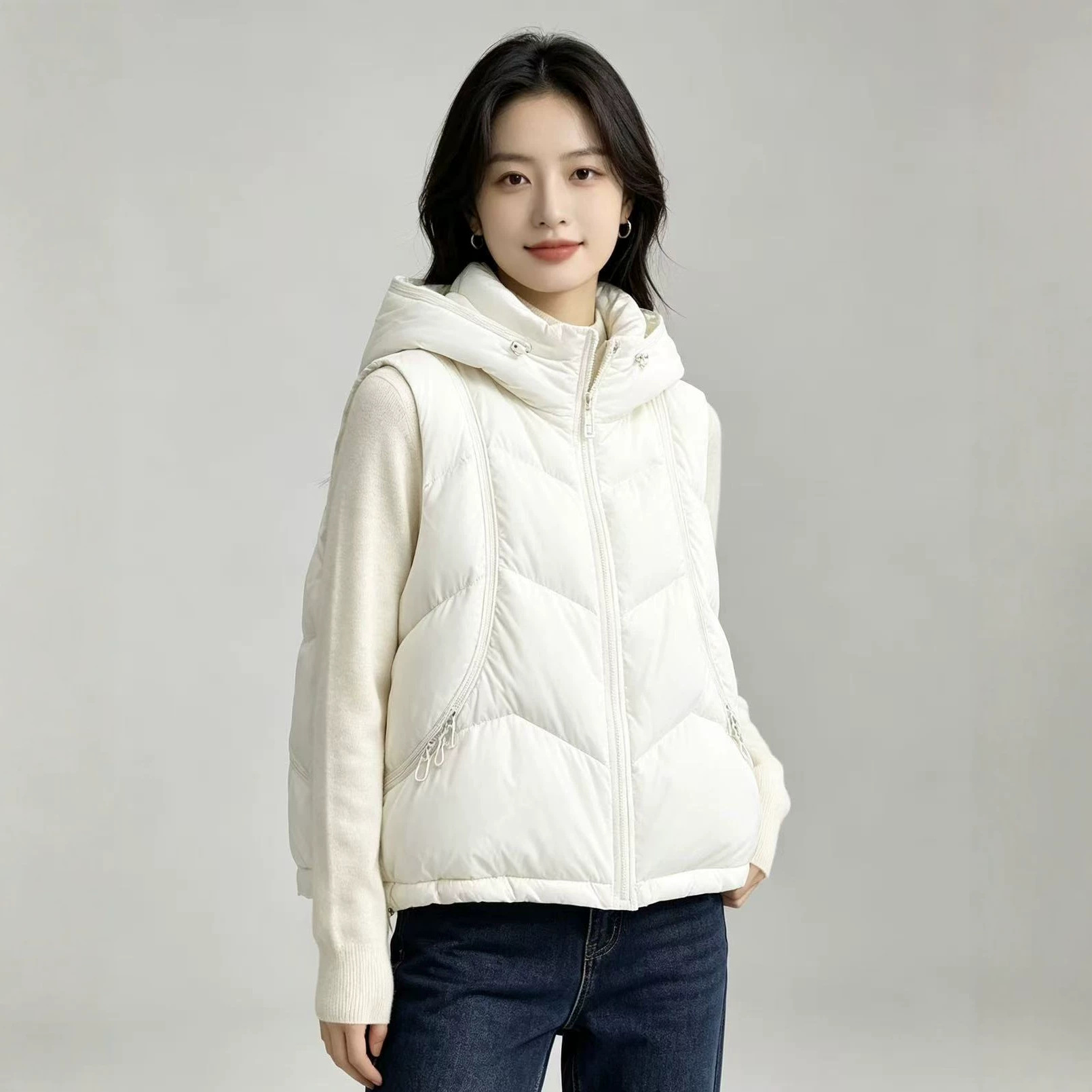 Puffer Vest Fashion Women - Gilet Invernale da Donna in Cotone