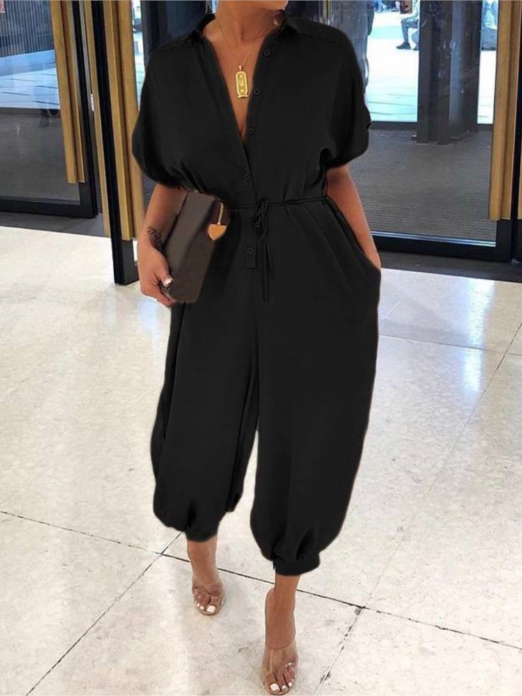 Women'S Fashion Overalls - Tuta estiva alla moda con scollo