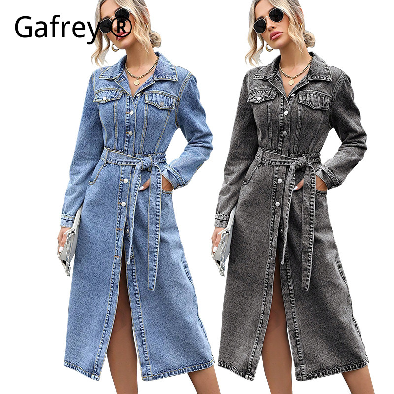 Women Fashion Jeans - Abito in denim a maniche lunghe