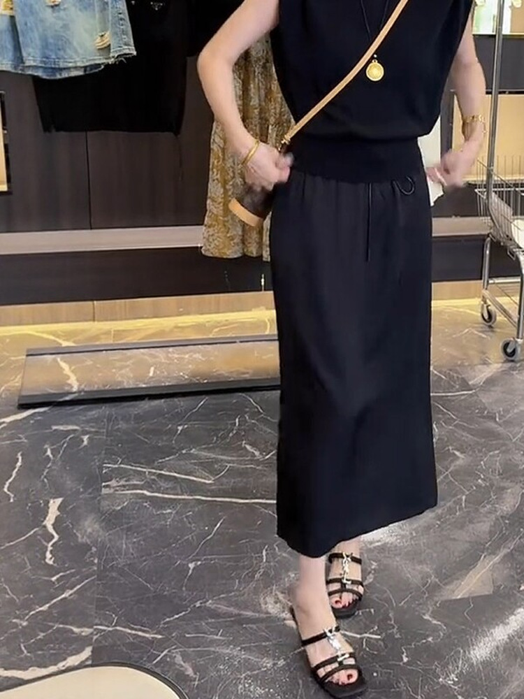 A-Line Skirt Midi - Gonna midi a trapezio in raso