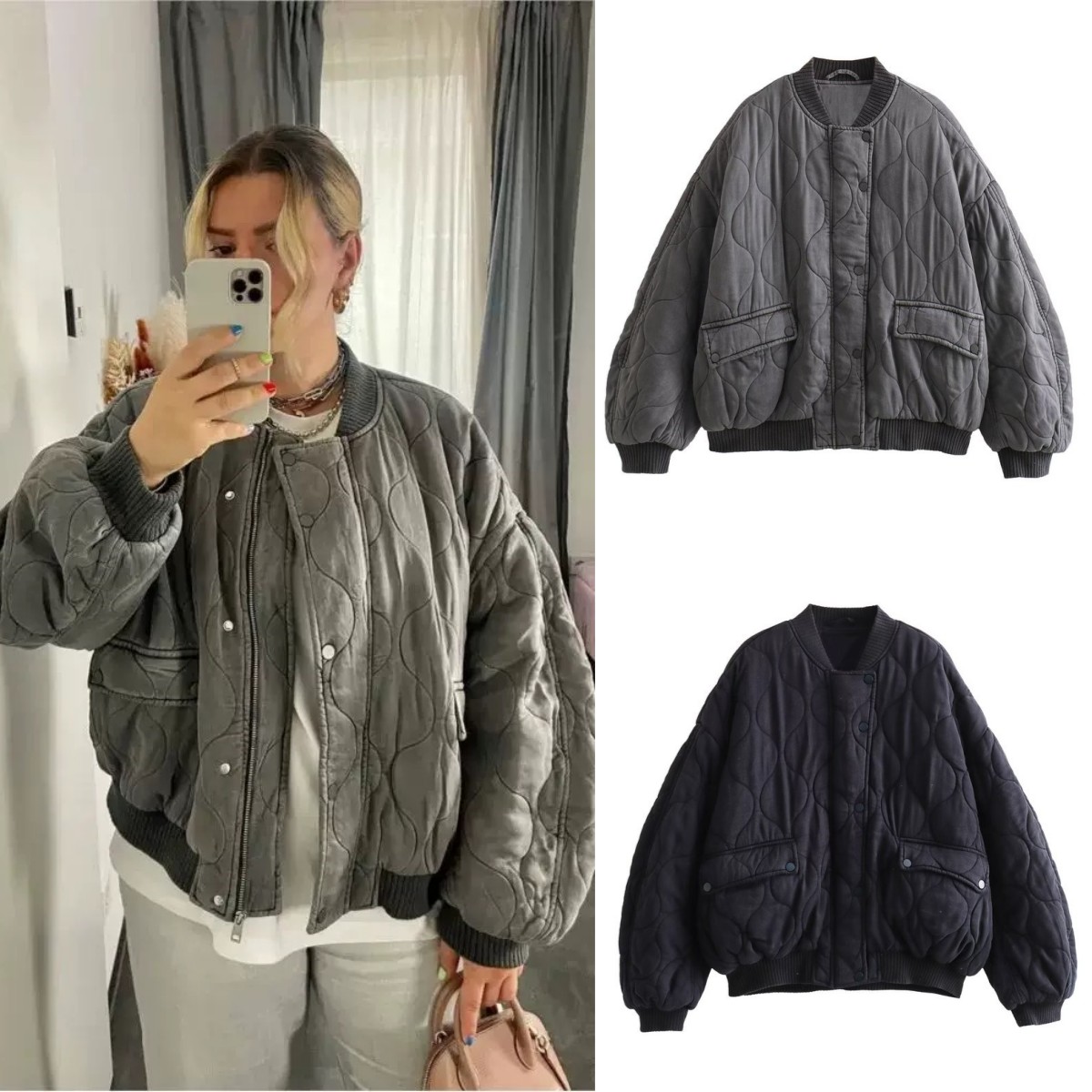 Women'S Fashion Bomber Jacket - ETJ 2025 Giacca bomber trapuntata in