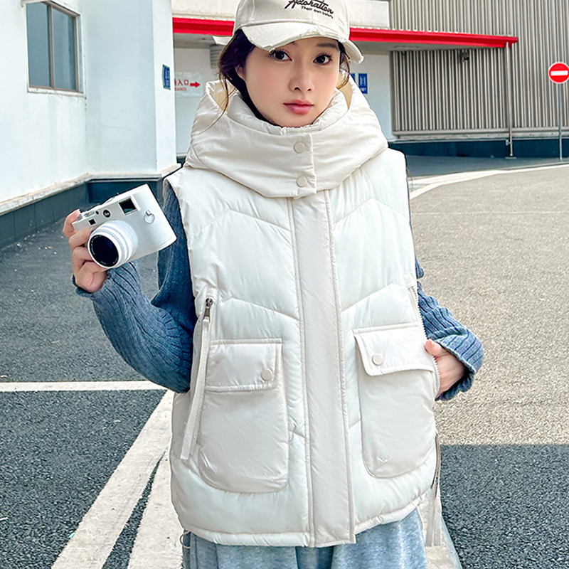 Puffer Vest Fashion Women - 2025 Gilet con cappuccio allentato con