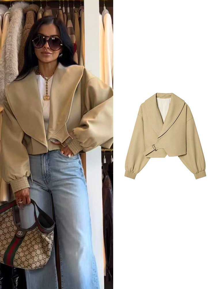 Women'S Fashion Bomber Jacket - TFMLN Elegante Giacca Bomber con Risvolto