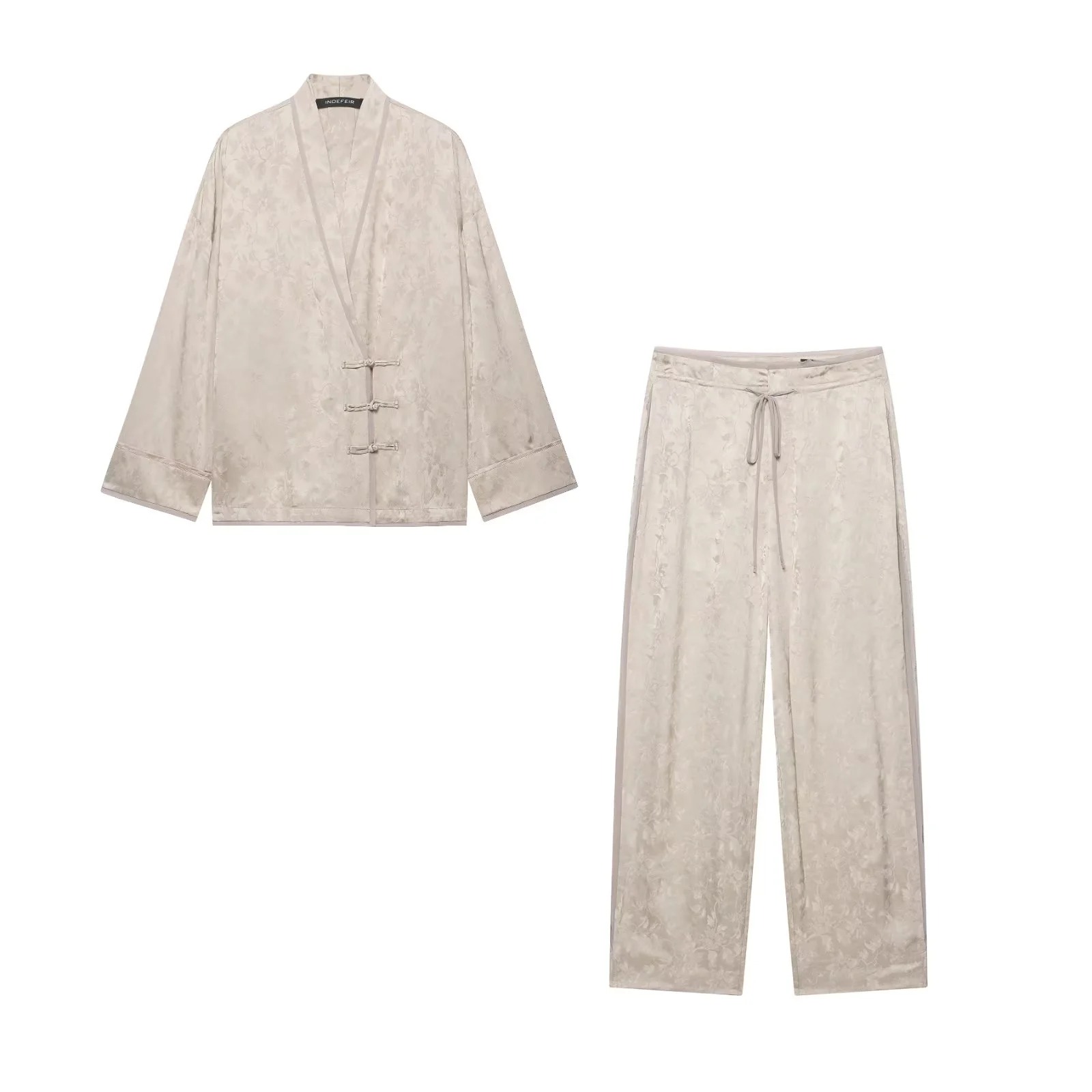 Women'S Fashion Kimono - Completo da donna in raso floreale