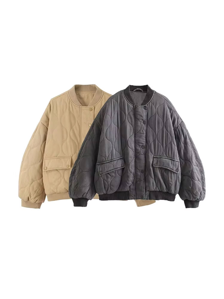 Women'S Fashion Bomber Jacket - Moda donna oversize spessa calda trapuntata
