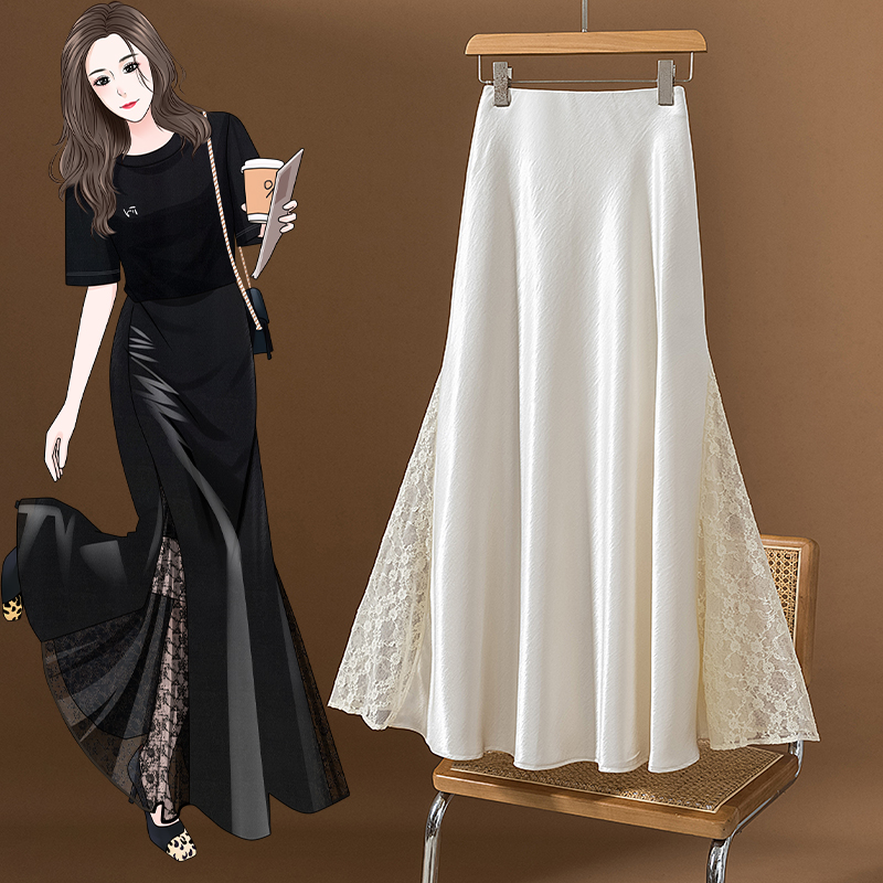 A-Line Skirt Midi - Gonna Midi a Sirena con Inserti