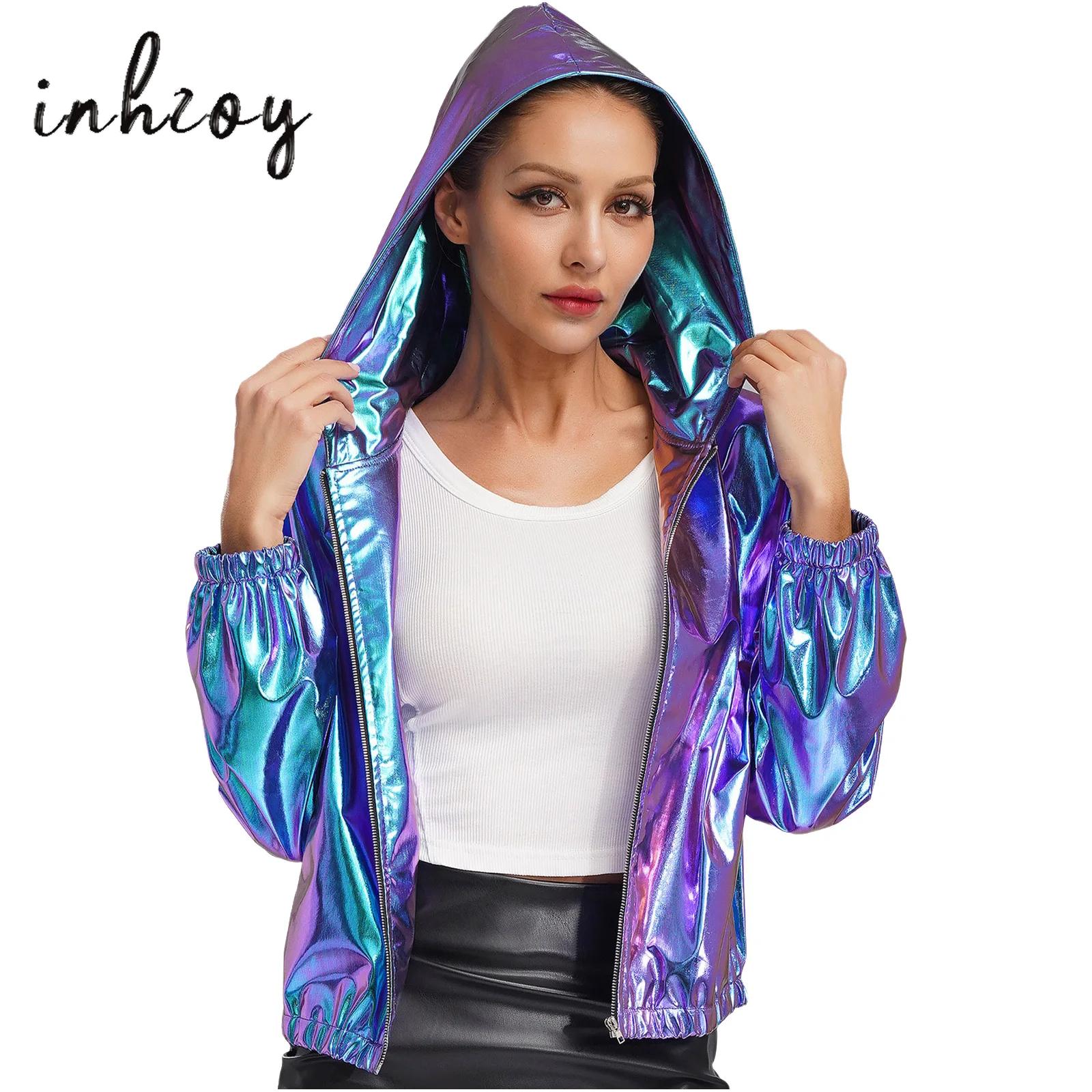 Women'S Fashion Bomber Jacket - Giacca bomber olografica da donna Giacca