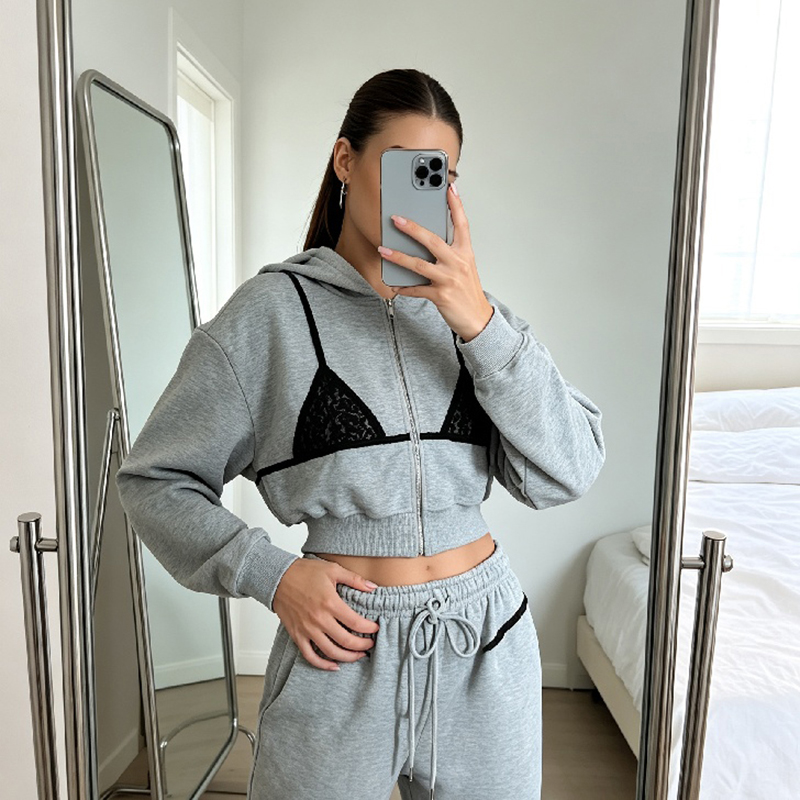 Felpa Corta da Donna con Detta - Women'S Fashion Zip Hoodie recensione e prezzo